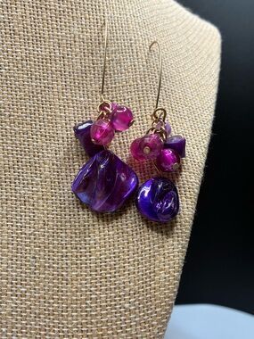 Vintage Carol Dauplaise Mult-coloured Stone Dangle Earrings